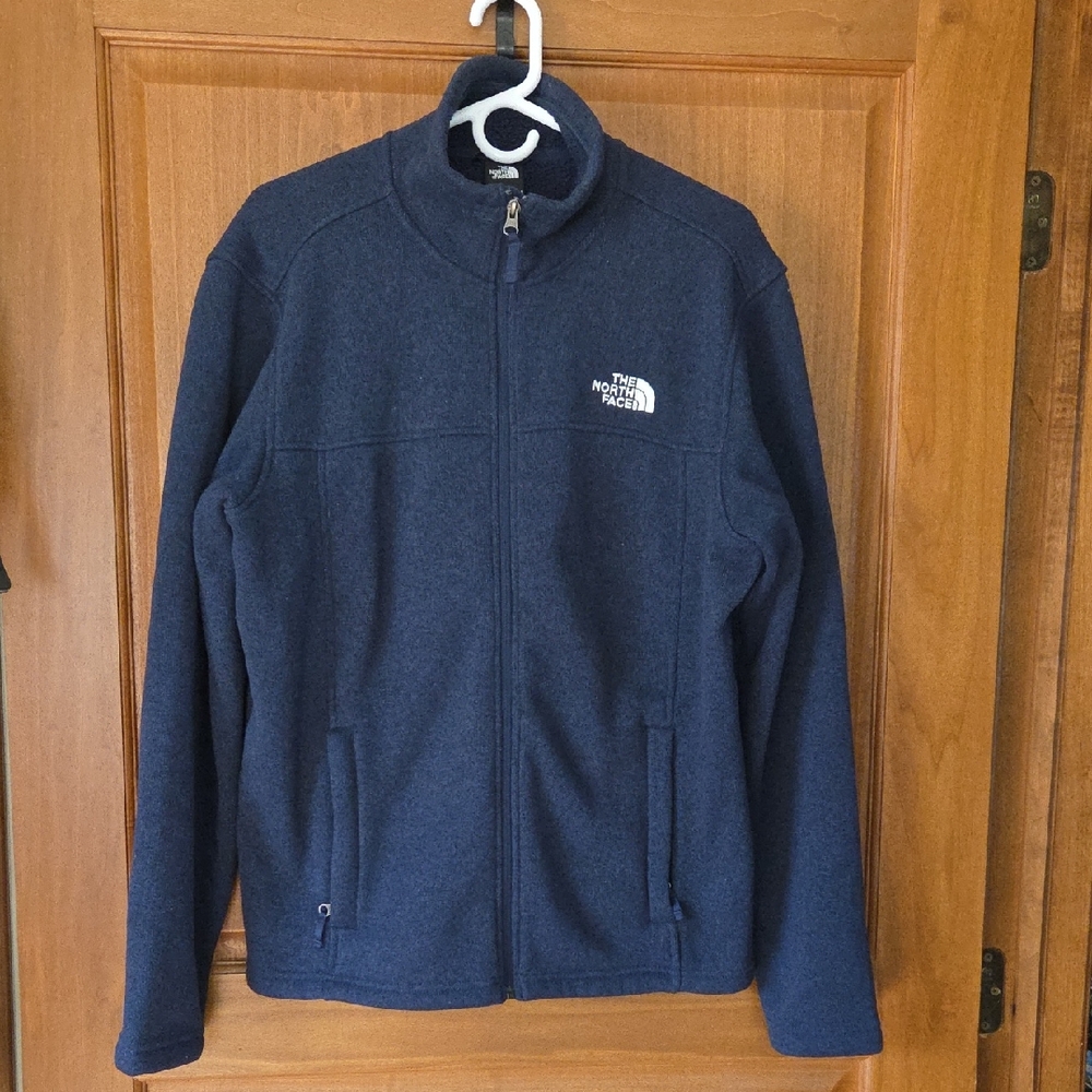 Mens North Face Tsillian Navy Blue Full-Zip Fleece Jacket